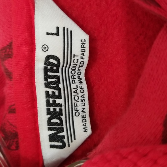 Undefeated men's red streetwear pullover hood with leaf print Size L - Picture 5 of 8
